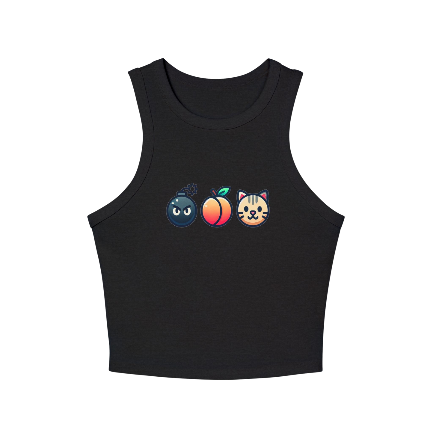 "BAP" Emoji Tank Top 💣🍑🐱 – Trendy Fitted Racerback Crop Tank for Women (XS-2XL, Multiple Colors)