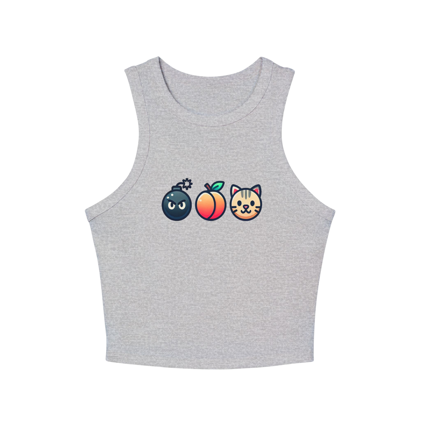 "BAP" Emoji Tank Top 💣🍑🐱 – Trendy Fitted Racerback Crop Tank for Women (XS-2XL, Multiple Colors)