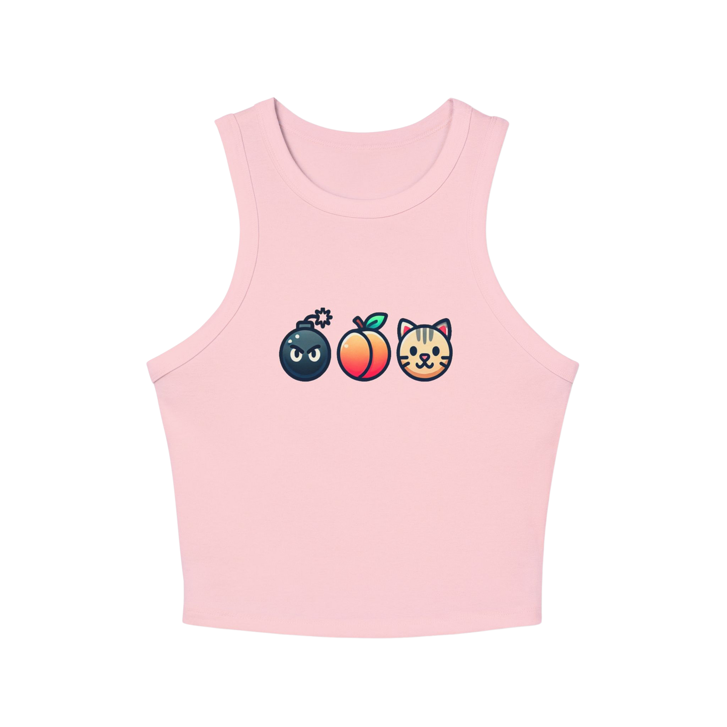 "BAP" Emoji Tank Top 💣🍑🐱 – Trendy Fitted Racerback Crop Tank for Women (XS-2XL, Multiple Colors)