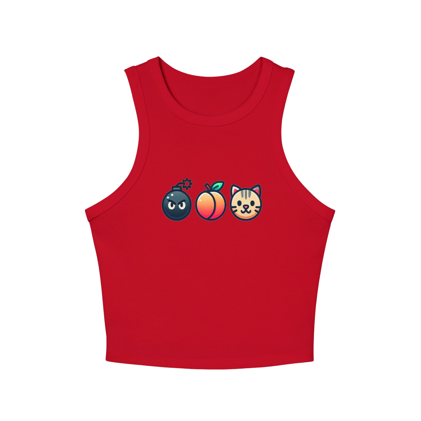 "BAP" Emoji Tank Top 💣🍑🐱 – Trendy Fitted Racerback Crop Tank for Women (XS-2XL, Multiple Colors)