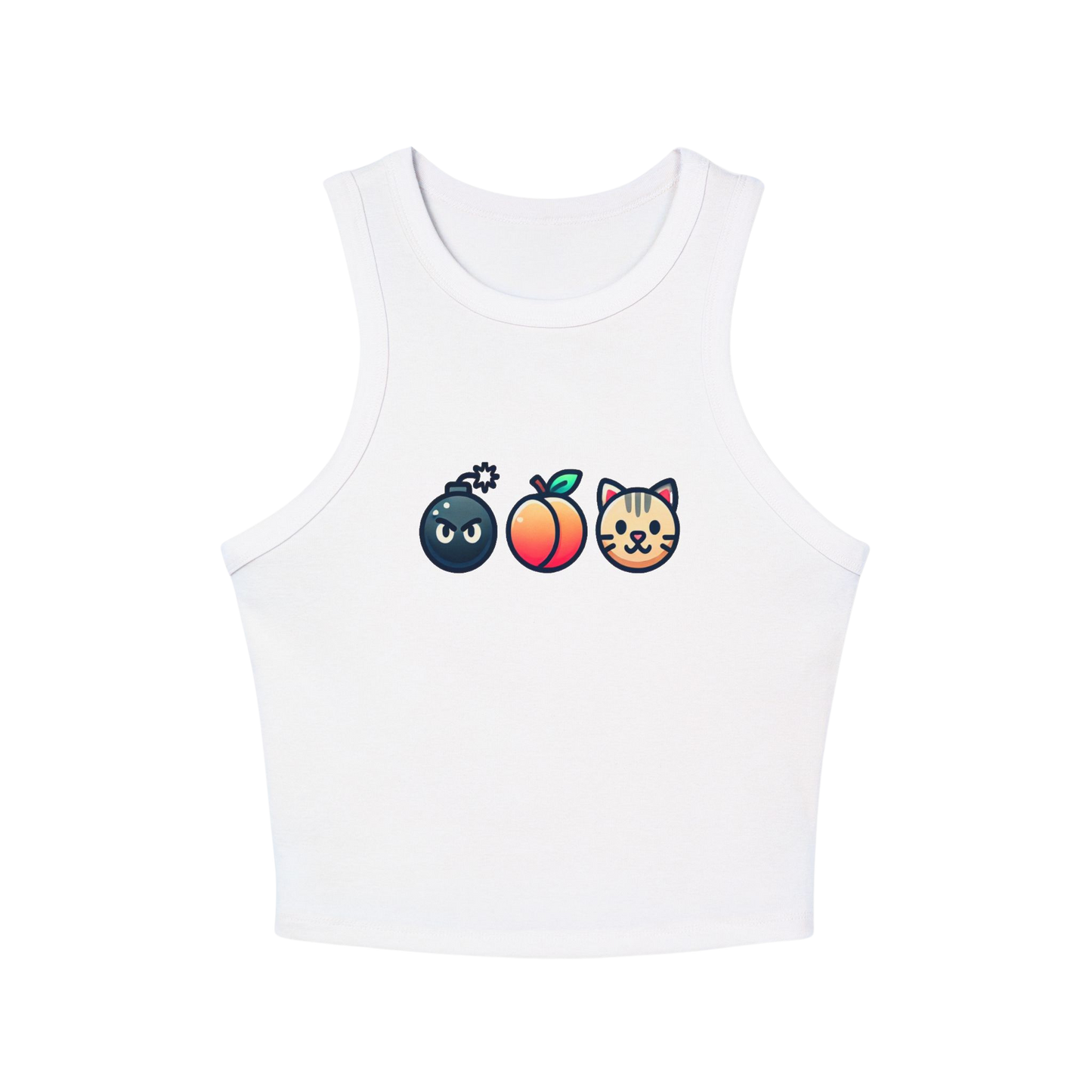 "BAP" Emoji Tank Top 💣🍑🐱 – Trendy Fitted Racerback Crop Tank for Women (XS-2XL, Multiple Colors)