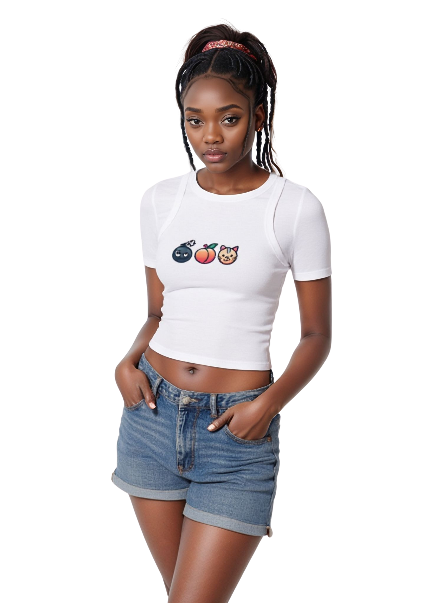 "BAP" Emoji Tank Top 💣🍑🐱 – Trendy Fitted Racerback Crop Tank for Women (XS-2XL, Multiple Colors)