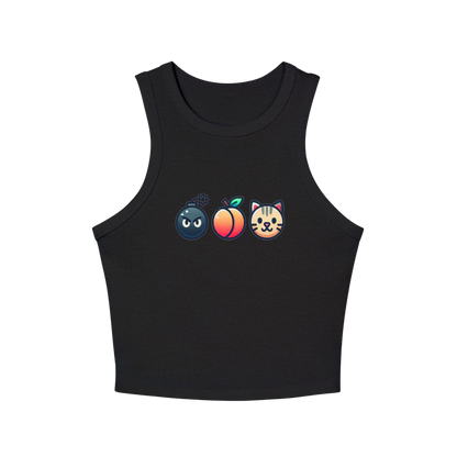 "BAP" Emoji Tank Top 💣🍑🐱 – Trendy Fitted Racerback Crop Tank for Women (XS-2XL, Multiple Colors)