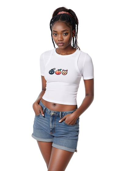 "BAP" Emoji Tank Top 💣🍑🐱 – Trendy Fitted Racerback Crop Tank for Women (XS-2XL, Multiple Colors)