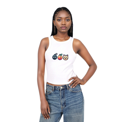"BAP" Emoji Tank Top 💣🍑🐱 – Trendy Fitted Racerback Crop Tank for Women (XS-2XL, Multiple Colors)