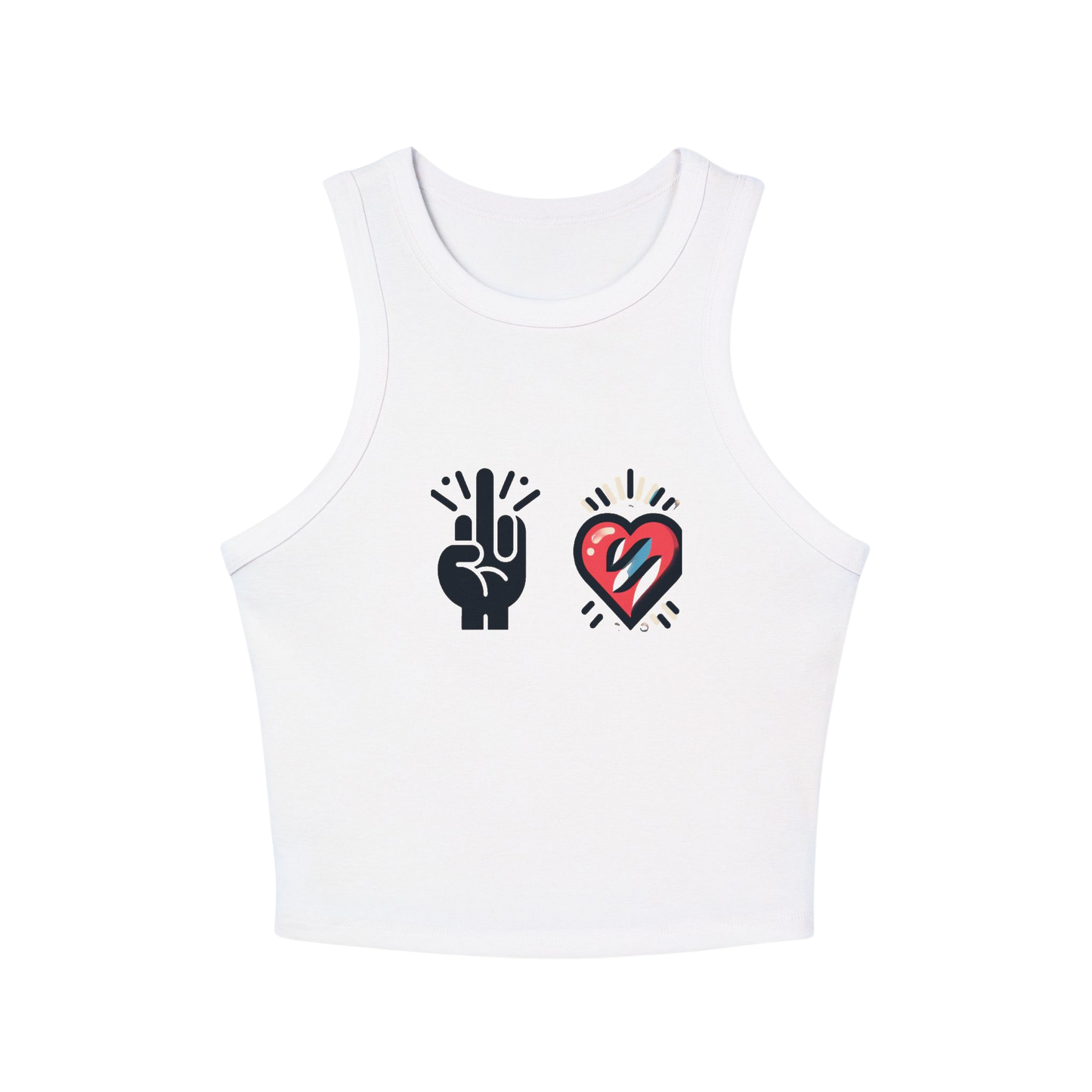 "F💔K LOVE" Racerback Crop Tank – Trendy Fitted High-Neck Sleeveless Top (XS-2XL, Multiple Colors)