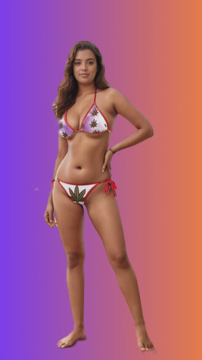🔥"Hot Like Fiyah" Marijuana 🌿Leaf Bikini – Adjustable Two-Piece Swimsuit👙 (S-5XL)