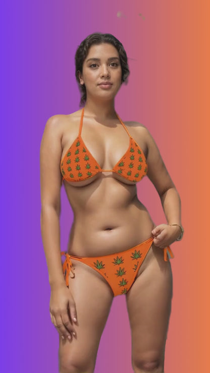 🔥"Ganja Burn" Marijuana🌿 Leaf Two-Piece Bikini👙 – Bold Statement Swimwear (S-5XL)